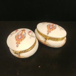 Ljette 2 Small Trinket Boxes Porcelain Floral